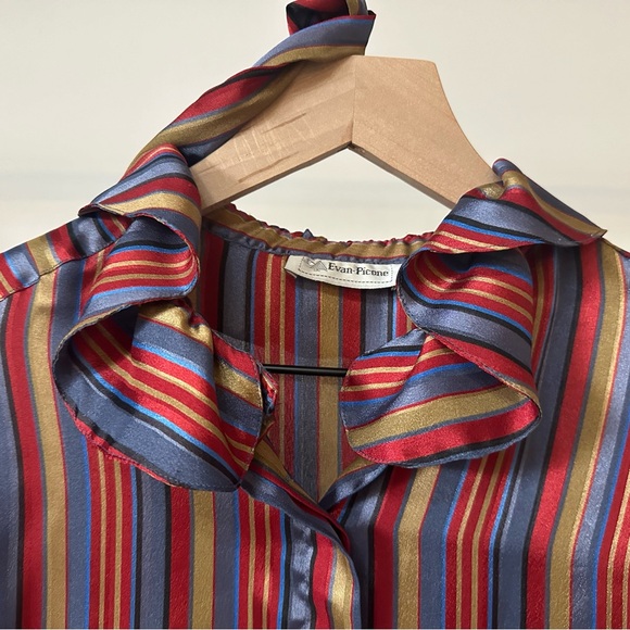 Vintage Silk Stripe Button Down Top - Picture 4 of 7